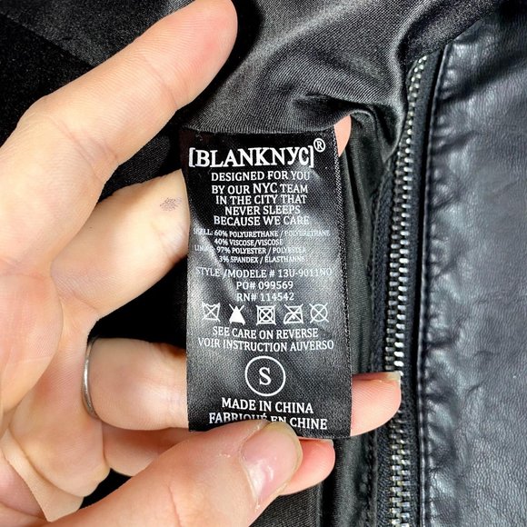 SOLD Blank NYC Black Faux Leather Moto Jacket Sz S - Picture 8 of 9